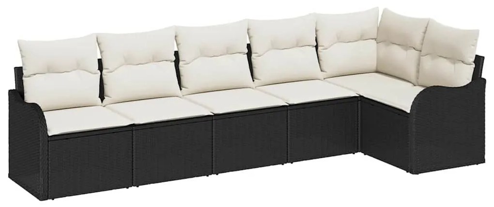 vidaXL Σετ Καναπέ Κήπου με μαξιλάρι 6 pcs Μαύρο Πολυ ράταν