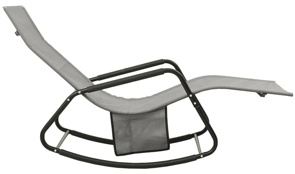 vidaXL Ξαπλώστρα Γκρι από Ατσάλι και Textilene