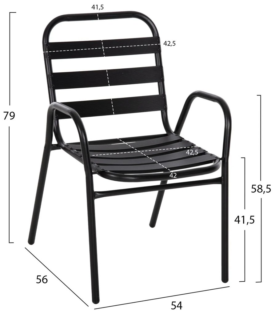 Καρέκλα PRELUDE C5970.03 με Μεταλλικό Σκελετό και Κάθισμα Αλουμινίου Μαύρη 54x56x79Υεκ 54x56x79 εκ.