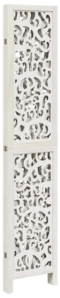 vidaXL Διαχωριστικό Χώρου με 4 Πάνελ Λευκό από Μασίφ Ξύλο Παυλώνιας