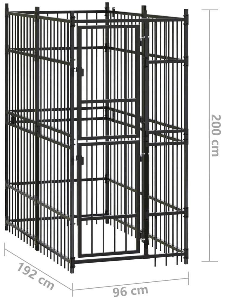 Κλουβί Σκύλου Εξωτερικού Χώρου 1,84 μ² από Ατσάλι - Μαύρο