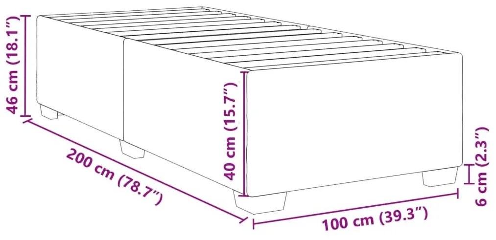 Πλαίσιο Κρεβατιού Boxspring Μαύρο 100 x 200 εκ. Βελούδινο - Μαύρο