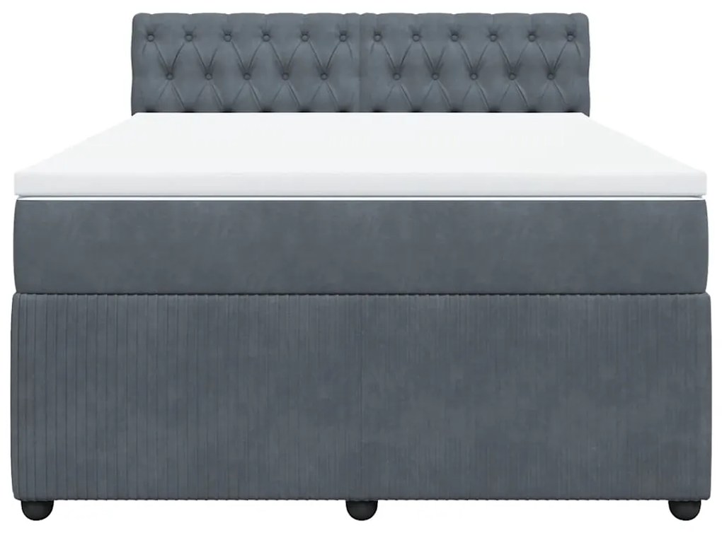 vidaXL Κρεβάτι Boxspring με Στρώμα Σκούρο Γκρι 140x200 εκ. Βελούδινο