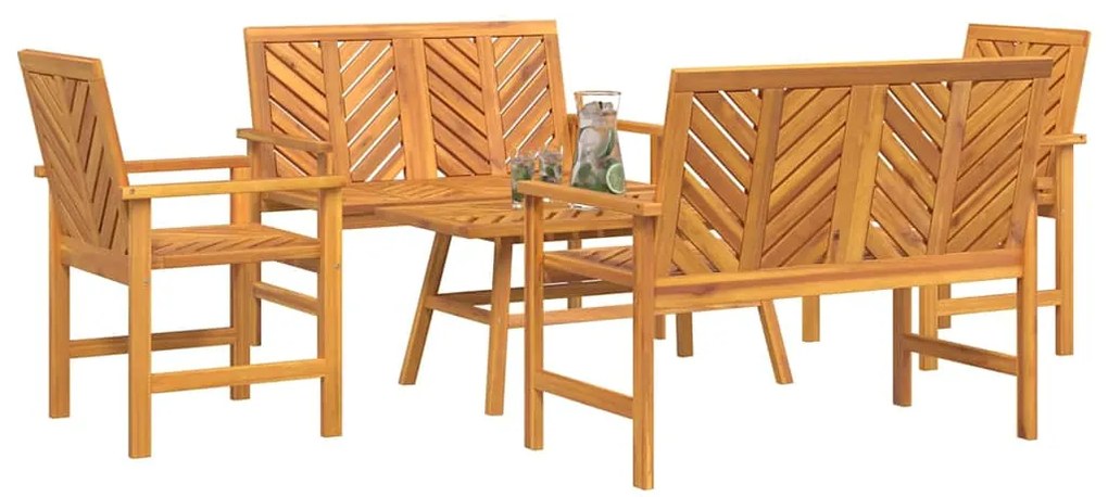 vidaXL Σετ Ξαπλώστρας Κήπου 3 pcs Καφέ Μασίφ ξύλο ακακίας