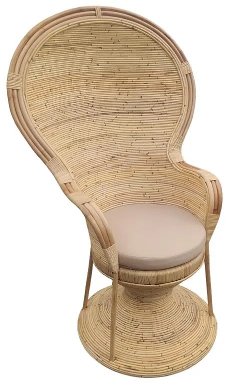 Πολυθρόνα Rea Inart με μπεζ μαξιλάρι-φυσικό rattan 85x85x141εκ 92x75x140 εκ.