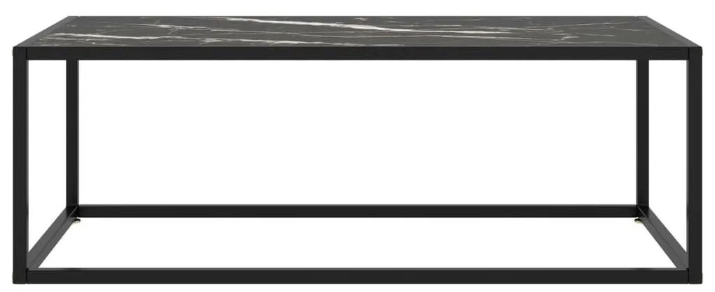 Τραπεζάκι Σαλονιού Μαύρο 100x50x35 εκ. Μαύρο Γυαλί Όψη Μαρμάρου - Μαύρο