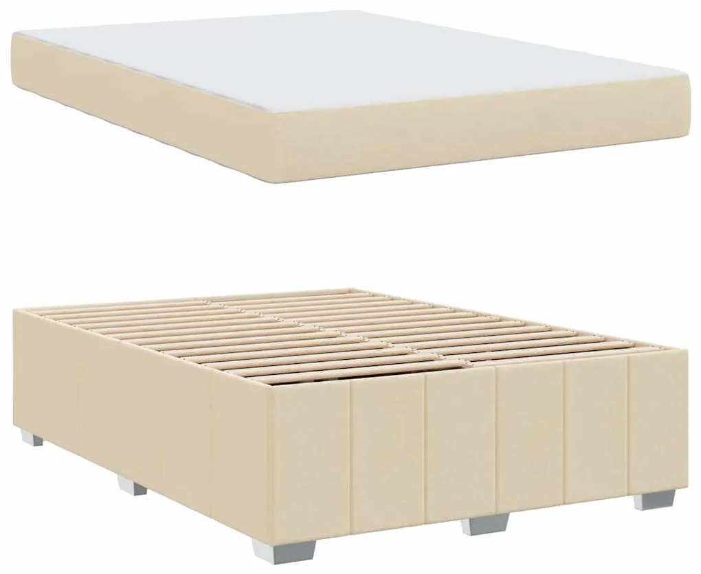 vidaXL Σκελετός Κρεβατιού Κρεμ 140 x 200 cm ύφασμα