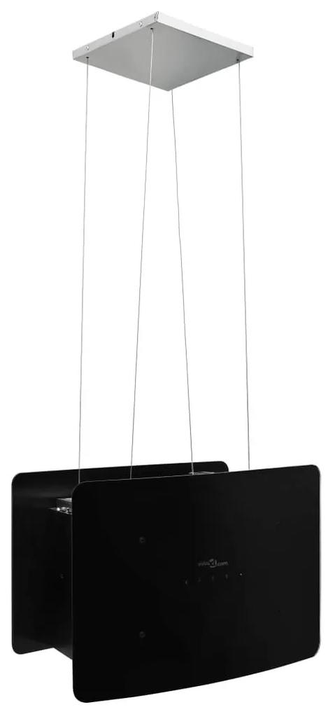 Απορροφητήρας Νησίδα Κρεμαστός Αφής με LCD από Ψημένο Γυαλί - Μαύρο