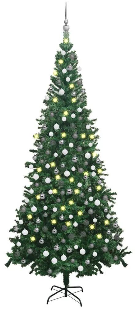 vidaXL Χριστουγεν Δέντρο Τεχνητό Προφωτισμένο Μπάλες Πράσινο 240 εκ L