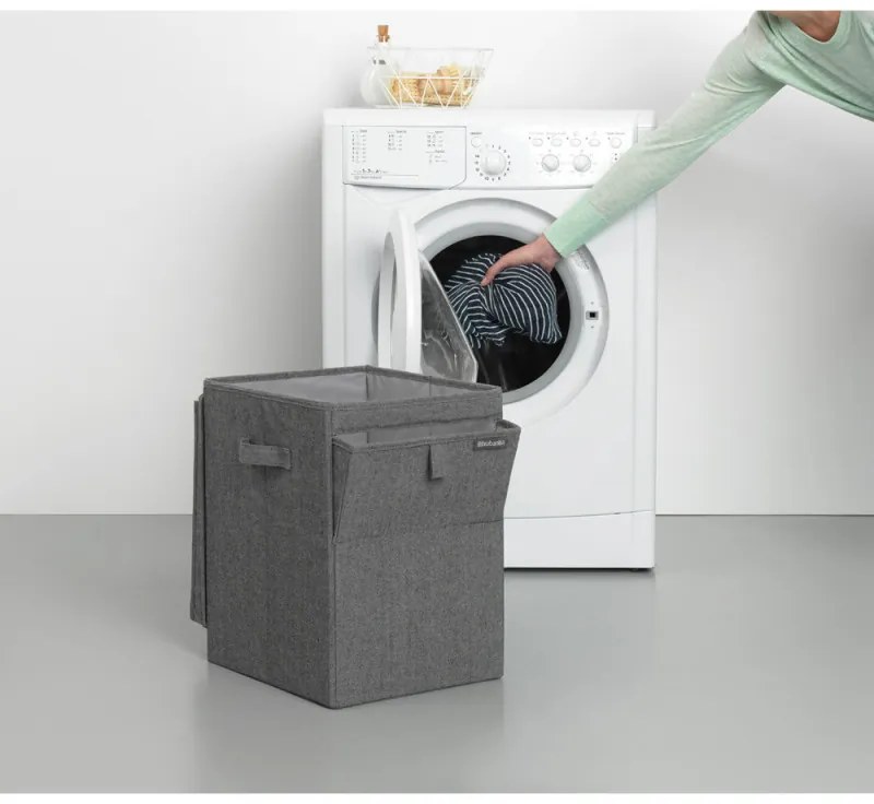 Brabantia Κιβώτιο πλυντηρίου ρούχων 1000828, 35 l, Άνοιγμα μπροστά, Ευρύ καπάκι, Πτυσσόμενο, Μαύρο