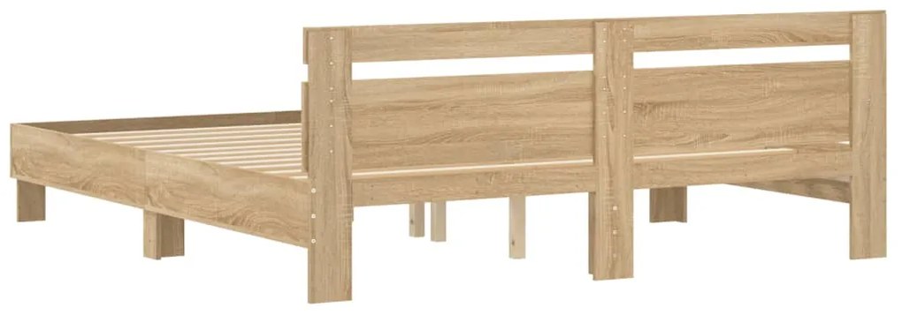 vidaXL Πλαίσιο Κρεβατιού με Κεφαλάρι Sonoma Δρυς 200x200εκ. Επεξ. Ξύλο