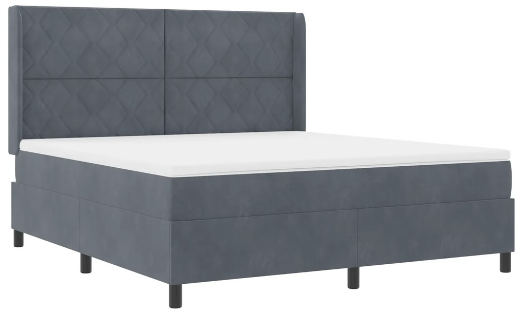 vidaXL Κρεβάτι Box Spring LED με Στρώμα Σκούρο γκρι 180 x 200 cm