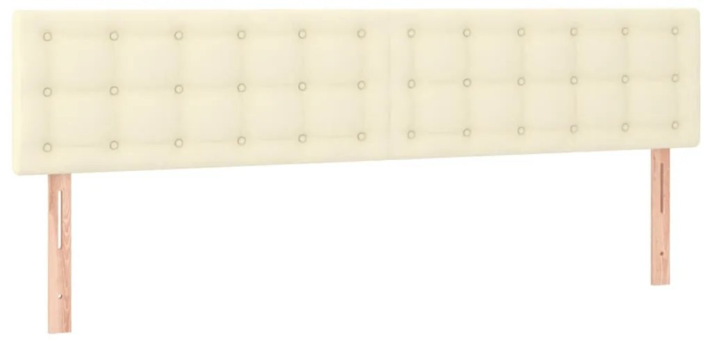 vidaXL Κρεβάτι Boxspring με Στρώμα Κρεμ 200x200 εκ. Συνθετικό Δέρμα
