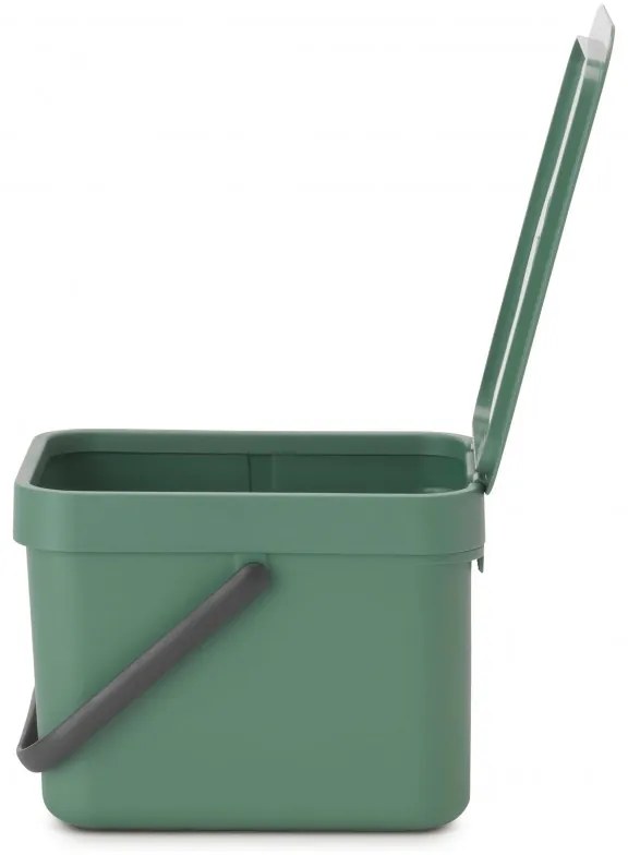 Κάδος χωριστής συλλογής απορριμμάτων Brabantia Sort&Go 1003233, 6 l, Χειρολαβή, Επιτοίχιος, Σκούρο πράσινο