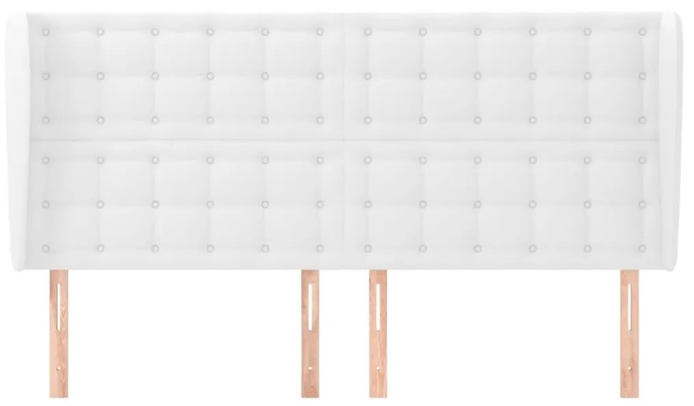 Κεφαλάρι με Πτερύγια Λευκό 163x23x118/128 εκ. Συνθετικό Δέρμα - Λευκό