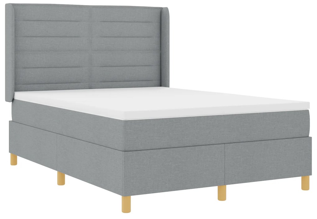 vidaXL κρεβάτι Box Spring με στρώμα & LED Γκρίζο 140x200 εκ. ύφασμα