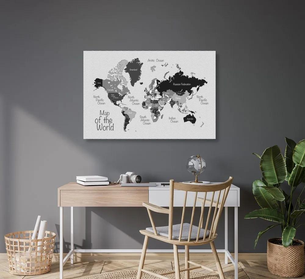 Εικόνα σε έναν κομψό ασπρόμαυρο χάρτη από φελλό - 120x80  wooden