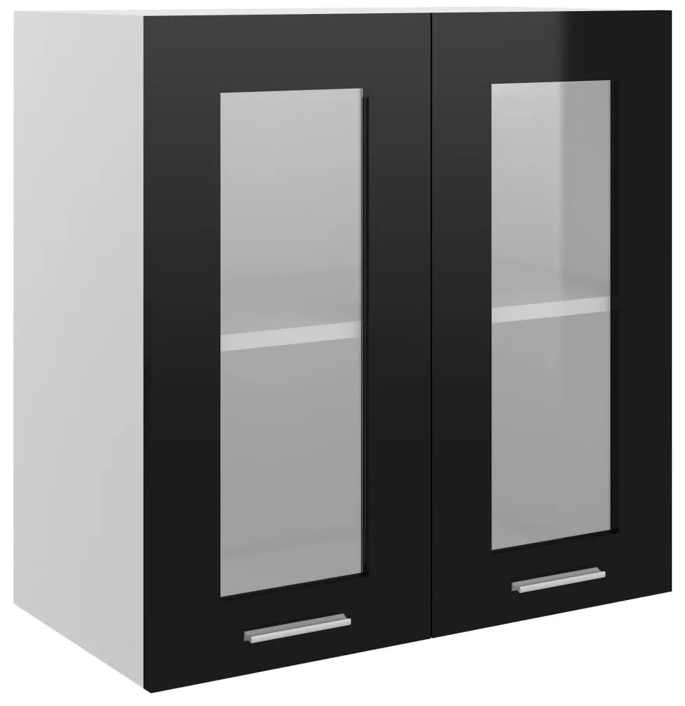 vidaXL Ντουλάπι Κρεμαστό με Τζάμι Γυαλ. Μαύρο 60x31x60 εκ. Μοριοσανίδα
