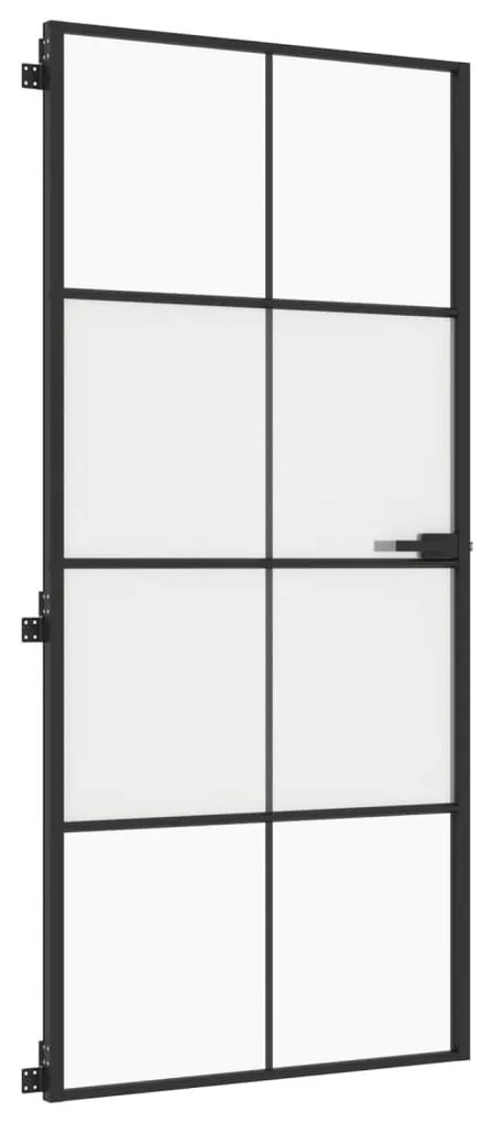 Εσωτερική Πόρτα Μαύρη 93 x 201,5 εκ. Ψημένο Γυαλί &amp; Αλουμίνιο - Μαύρο