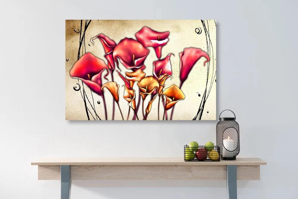 Εικόνα λουλουδιών κόκκινης λάσπης - 120x80