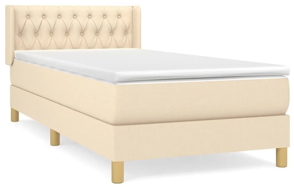 Κρεβάτι Boxspring με Στρώμα Κρεμ 100 x 200 εκ. Υφασμάτινο - Κρεμ