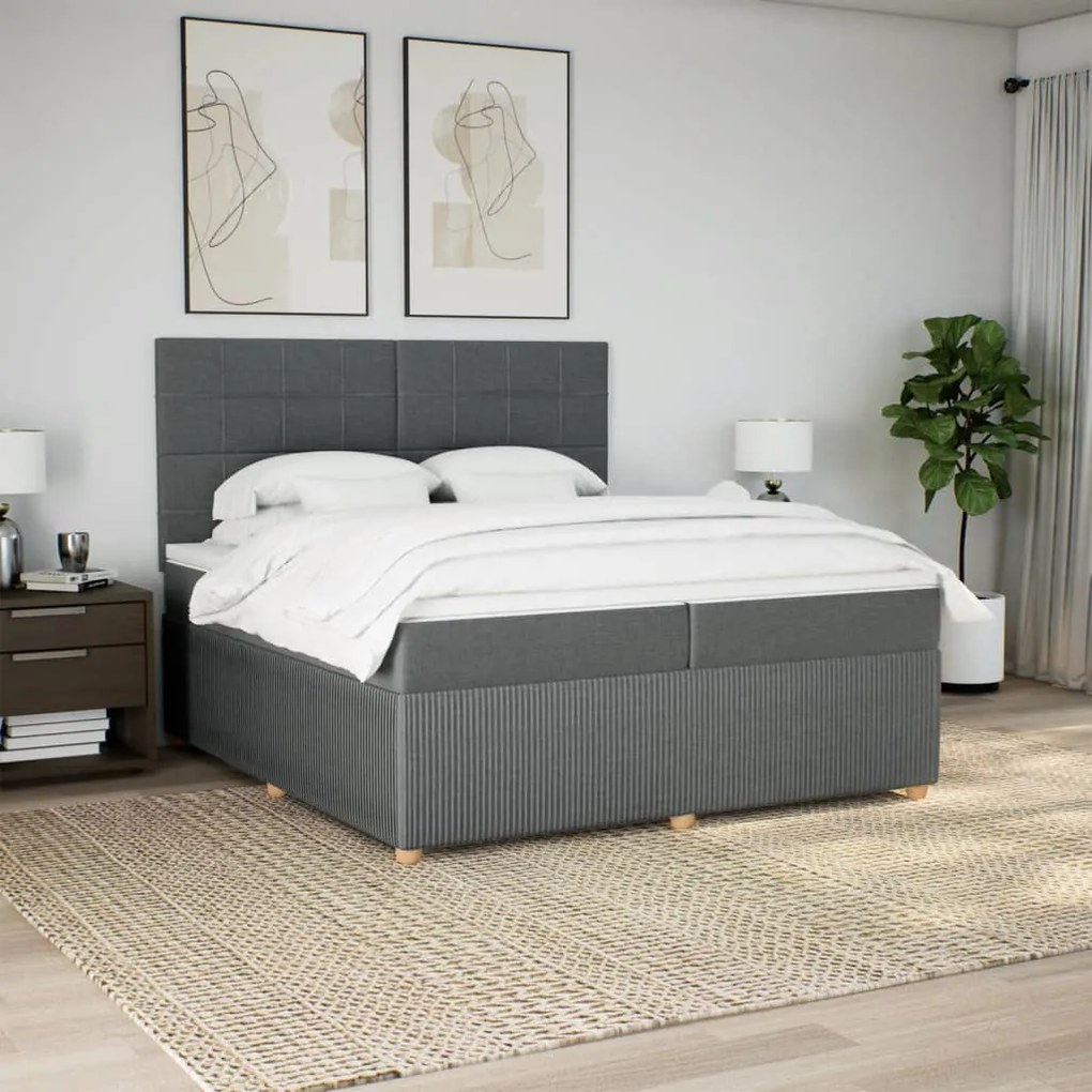 ΚΡΕΒΑΤΙ BOXSPRING ΜΕ ΣΤΡΩΜΑ ΣΚΟΥΡΟ ΓΚΡΙ 200X200 ΕΚ. ΥΦΑΣΜΑΤΙΝΟ 3292164