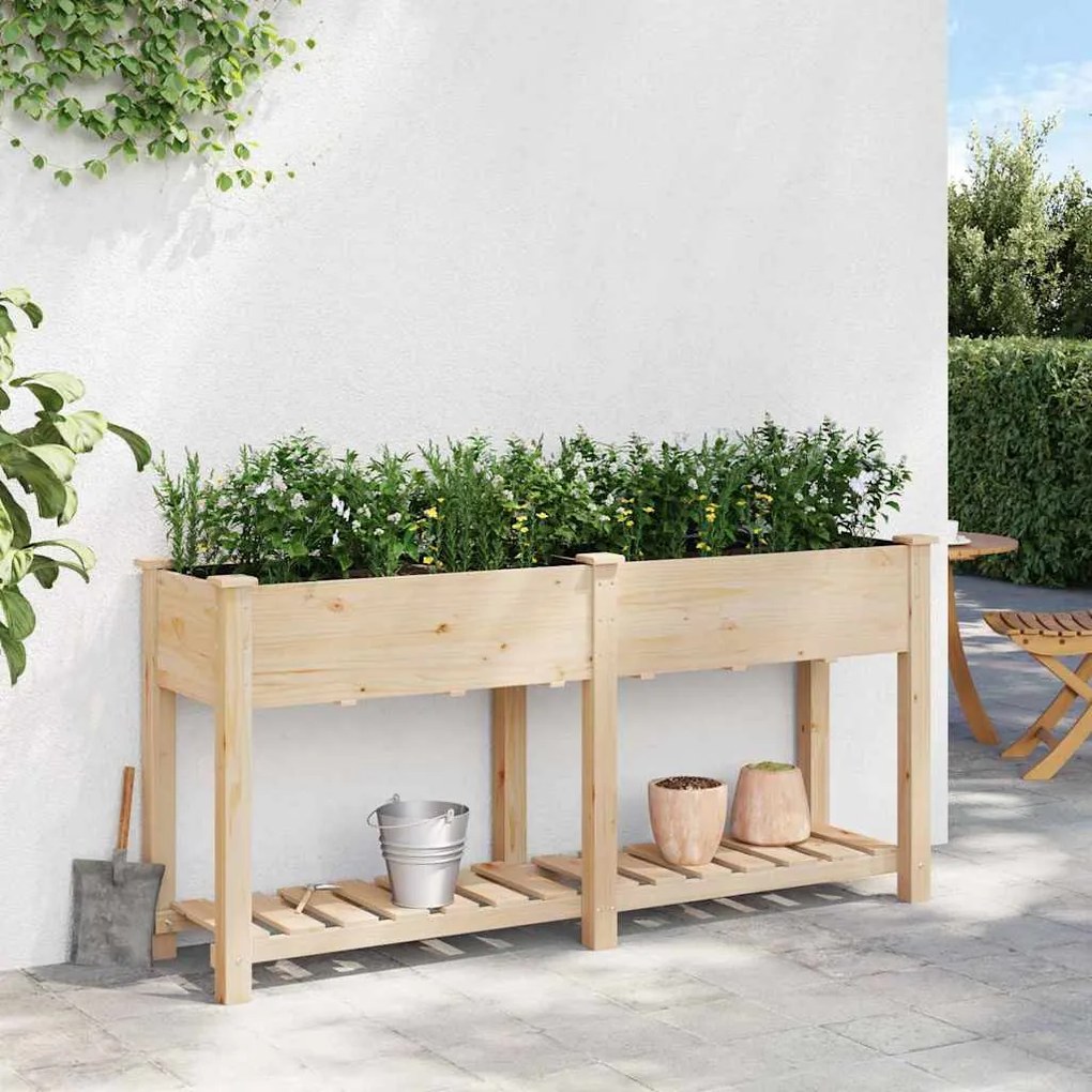 vidaXL Γλάστρα Κήπου με Ράφι 161x43x76 εκ από Ξύλο Έλατου