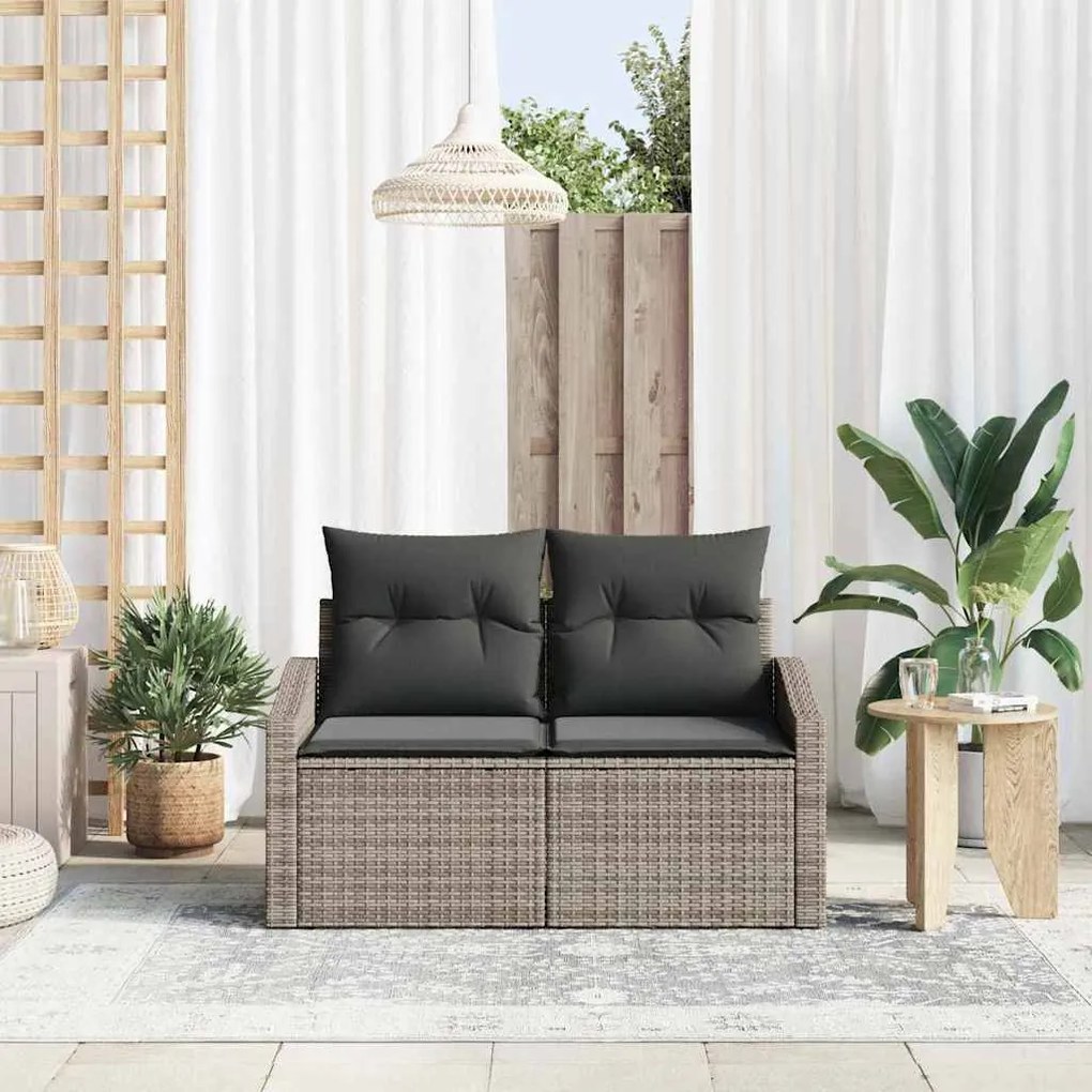 vidaXL Καναπές Κήπου με μαξιλάρι Γκρι 123 x 62 x 69εκ συνθετικό ρατάν