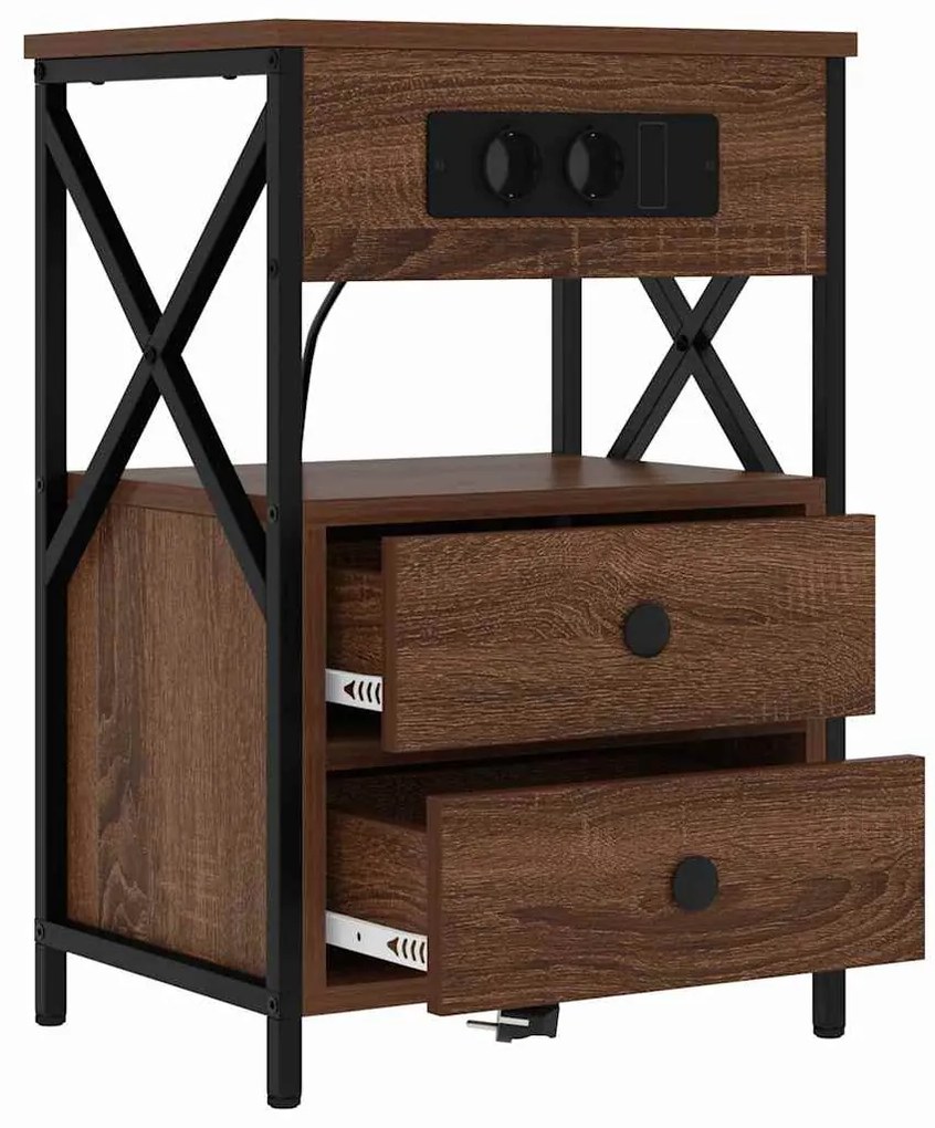 vidaXL Κομοδίνο Καφέ δρυς 40 x 31 x 60 εκ. Επεξεργασμένο ξύλο