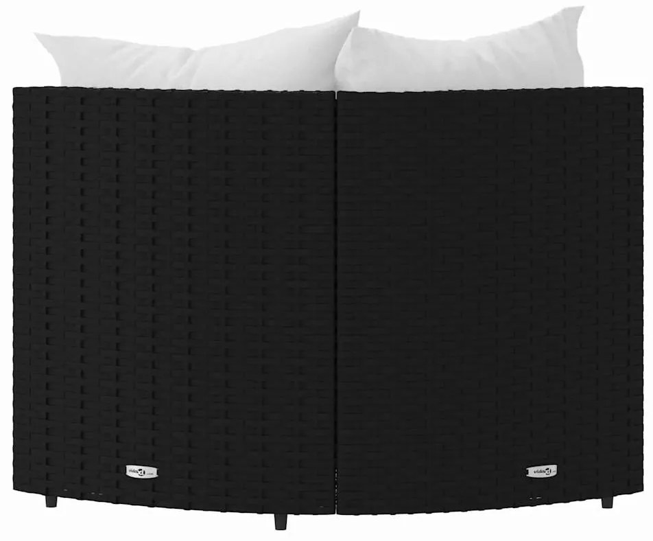 vidaXL Καναπέδες Κήπου Γωνιακοί με Μαξιλάρια 2 τεμ. Μαύρο Συνθ. Ρατάν