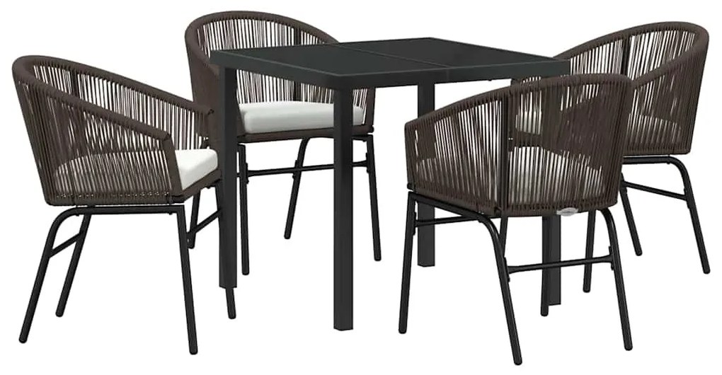 vidaXL Σέτ φαγητού για κήπο 5 pcs Καφέ Πολυ ράταν