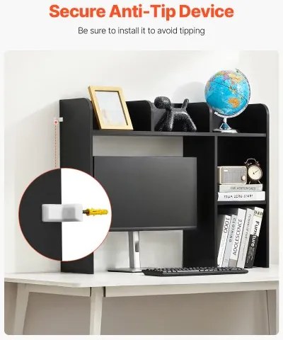 VEVOR Desktop Bookshelf Black Desktop Storage Organizer 2-Tier for Office &amp; Home