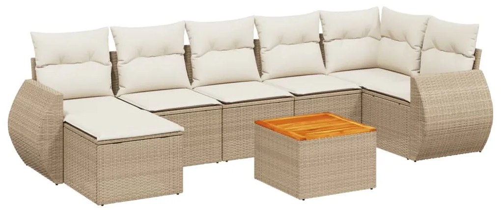 vidaXL Σαλόνι Κήπου Σετ 8 τεμ. Μπεζ Συνθετικό Ρατάν με Μαξιλάρια