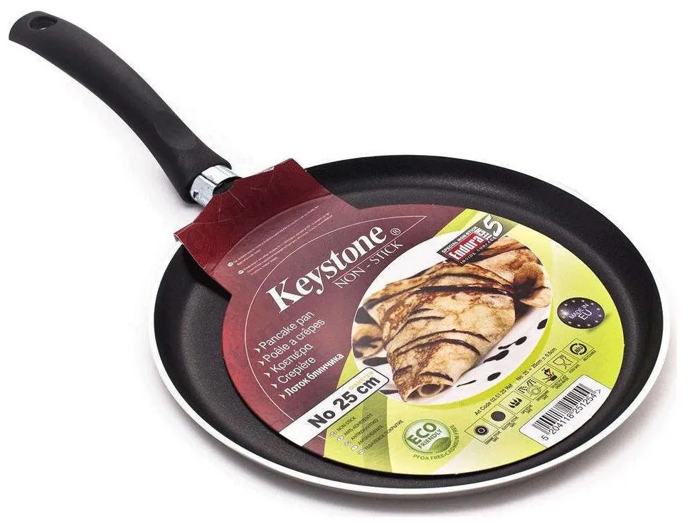 Κρεπιέρα Αντικολλητική 02.51.25 Φ25cm Black Keystone 25cm Aluminium