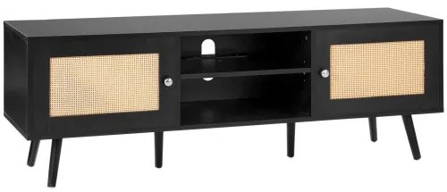 VEVOR Rattan TV Stand for 65&quot; TV Boho TV Stand with Build-in Socket Black