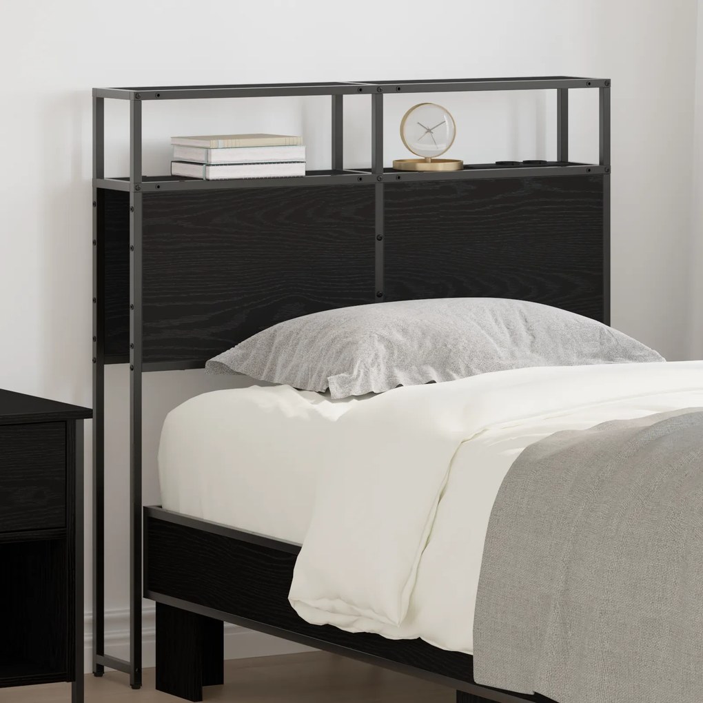 vidaXL Κεφαλάρι Αποθήκης Επιτοίχιο Μαύρη δρυς 90 cm Επεξεργασμένο ξύλο