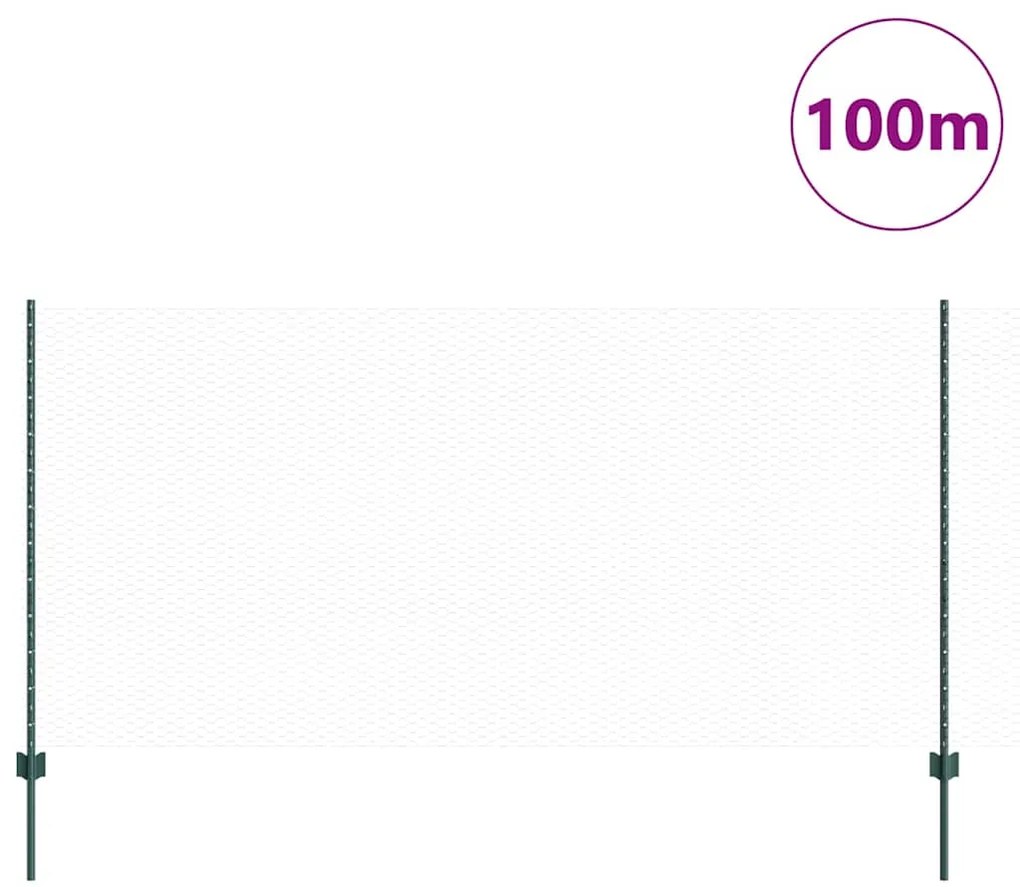 vidaXL Φράχτης με Στήλες. Πράσινο 1.2 x 100 m Ατσάλι