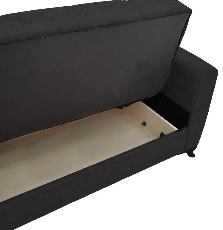 Καναπές - Kρεβάτι Modestο με Αποθηκευτικό χώρο 2θέσιος Ύφασμα Μαύρο 155x85x80 εκ. 155x85x80 εκ.