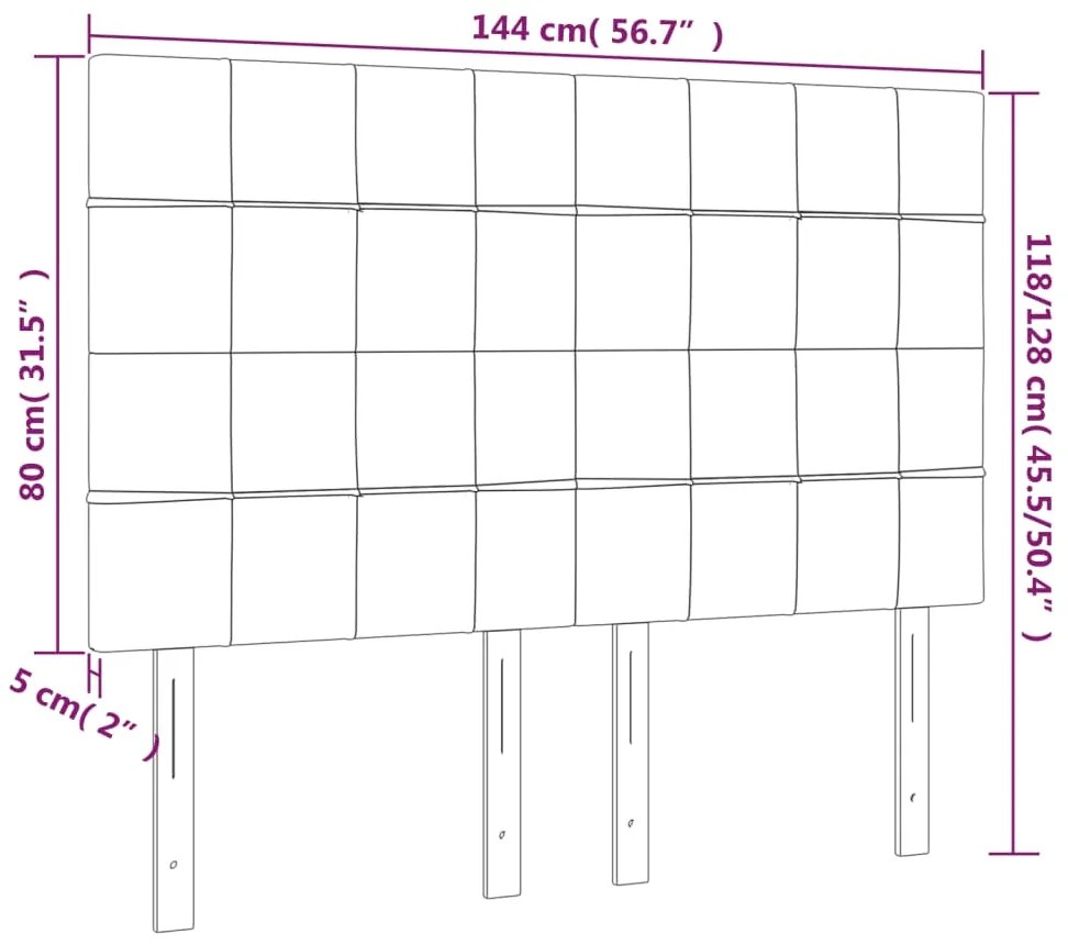 Κεφαλάρι Κρεβατιού LED Ανοιχτό Γκρι 144x5x118/128 εκ. Βελούδινο 3122472