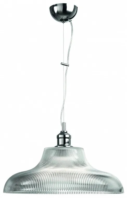 Arkolight Μοντέρνο Φωτιστικό Κρεμαστό Φ40cm Με Διαφανές Γυαλί Και Χρωμιωμένη Ανάρτηση Σ550-1-40