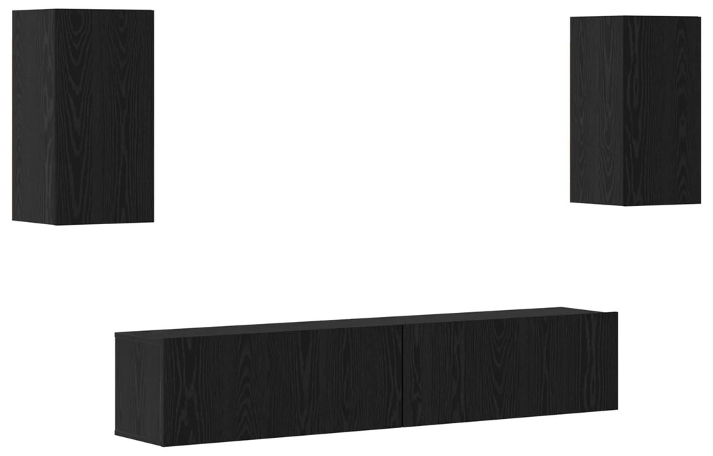vidaXL Σετ Ράφι Τηλεόρασης με ράφι 4 pcs Μαύρη Δρυς 80 x 30 x 30.5 εκ