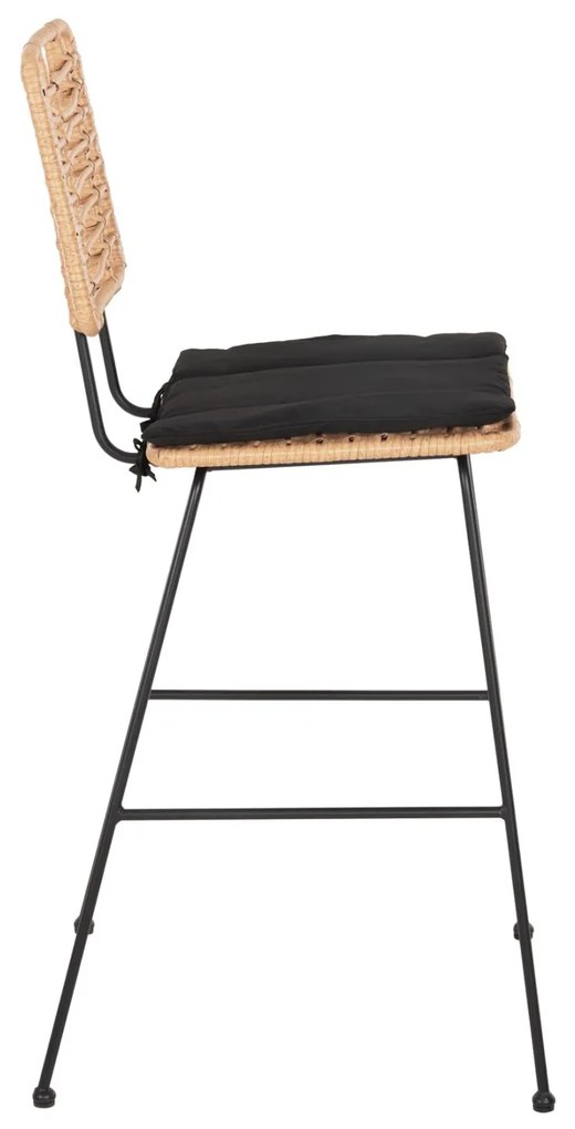 ΣΚΑΜΠΟ ΜΠΑΡ ALLEGRA  ΜΕΤΑΛΛΟ&amp;ΜΑΞΙΛΑΡΙ ΜΑΥΡΟ-WICKER ΜΠΕΖ 56x59x116,5Υεκ. 56x59x116.5 εκ.