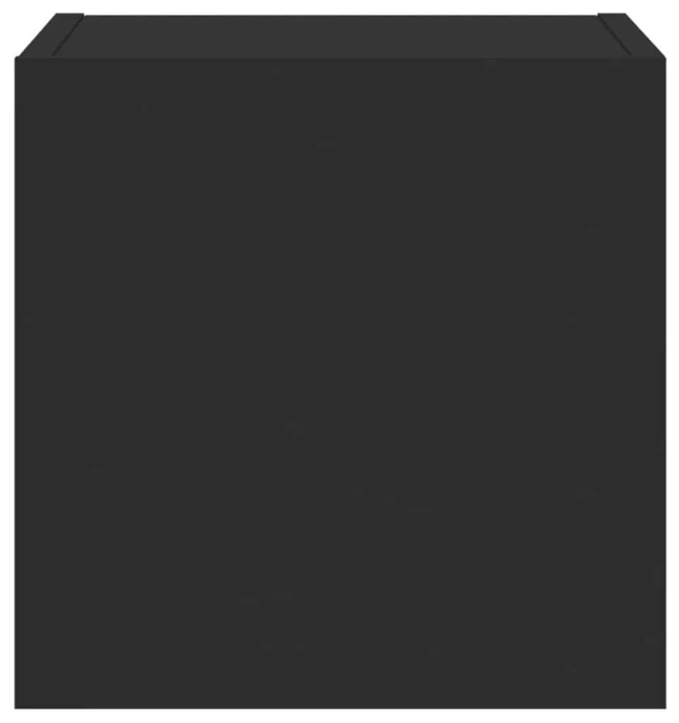 Έπιπλο Τοίχου Τηλεόρασης με LED Μαύρο 30,5x35x30 εκ. - Μαύρο