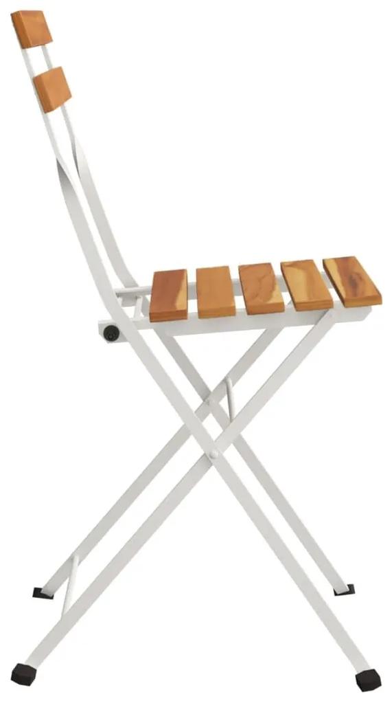 Καρέκλες Bistro Πτυσσόμενες 6 τεμ. Μασίφ Ξύλο Ακακίας + Ατσάλι - Καφέ