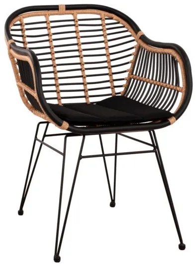 ΠΟΛΥΘΡΟΝΑ ΜΕ ΜΑΞΙΛΑΡΙ ΜΕΤΑΛΛΙΚΗ ALLEGRA HM5663 ΜΕ WICKER ΜΠΕΖ &amp; ΜΑΥΡΟ ΧΡΩΜΑ  58x60x82Υ εκ.