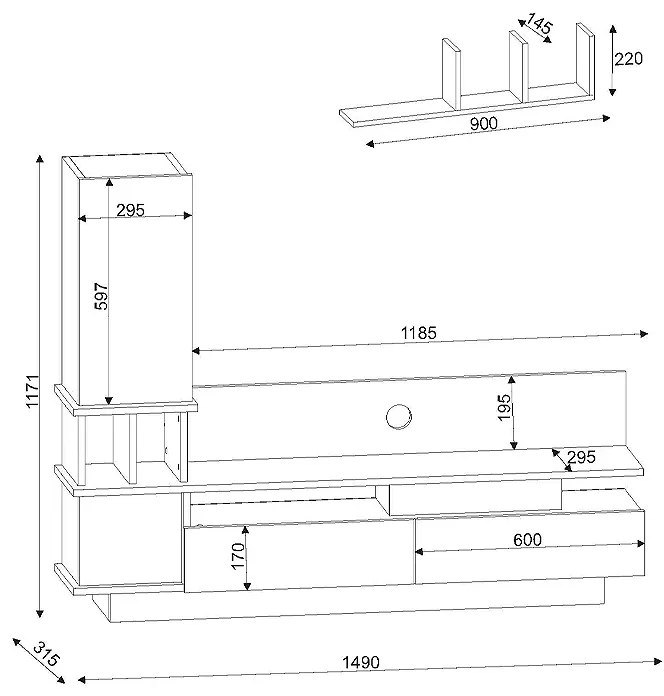 ΣΥΝΘΕΣΗ ΤΗΛΕΟΡΑΣΗΣ ALMERIA MEGAPAP ΧΡΩΜΑ ΛΕΥΚΟ - CORDOBA 149X29,5X117ΕΚ.
