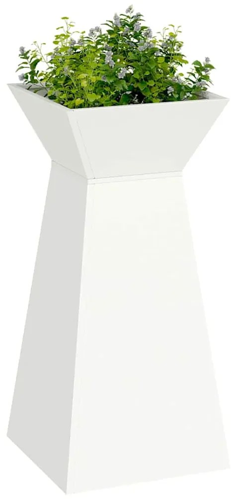 vidaXL Γλάστρα Πυλώνας 2 pcs Λευκό 35 x 35 x 73 εκ. Ατσάλι