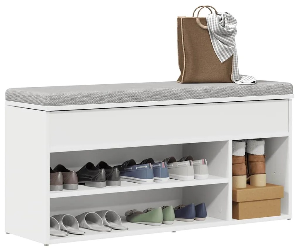Πάγκος παπουτσιών vidaXL Λευκό 102x30,5x45 cm Κατασκευασμένο ξύλο