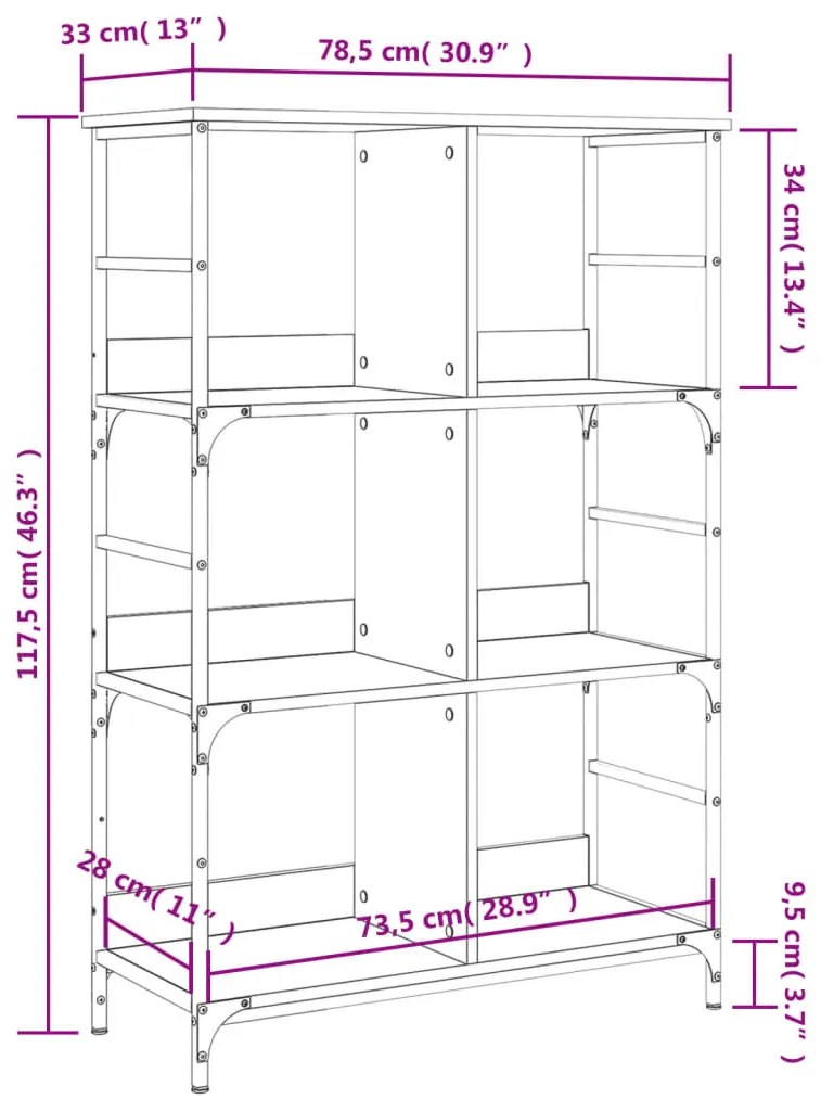 Βιβλιοθήκη Sonoma Δρυς 78,5x33x117,5 εκ. Επεξεργασμένο Ξύλο - Καφέ