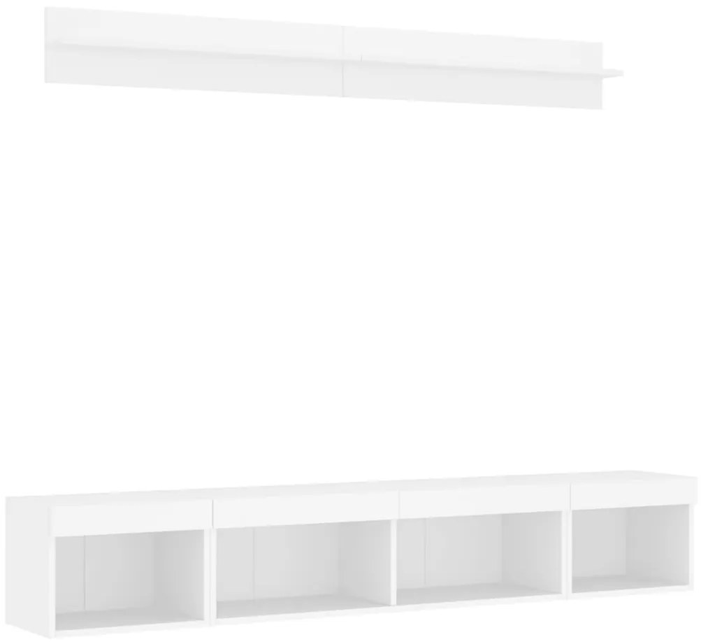 vidaXL Έπιπλα Τοίχου Τηλεόρασης 5 τεμ LED Λευκά από Επεξεργασμένο Ξύλο